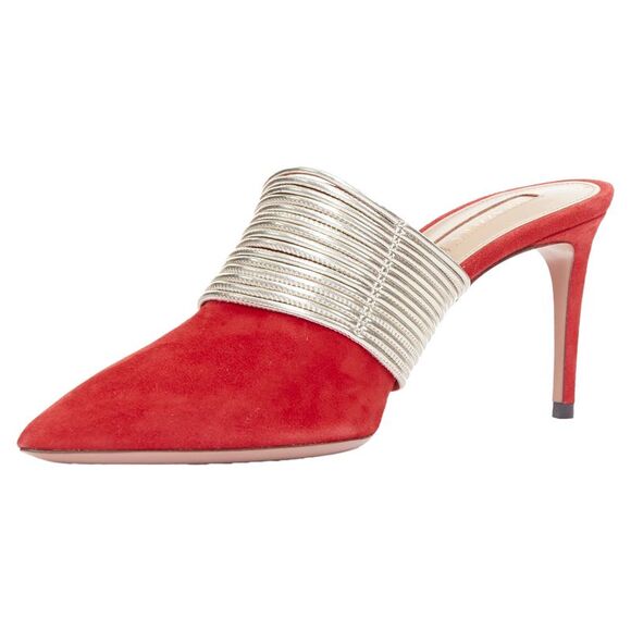 Aquazzura Rendez Vous Gold Tone Multi-Strand Heel Mules - Picture 4 of 6